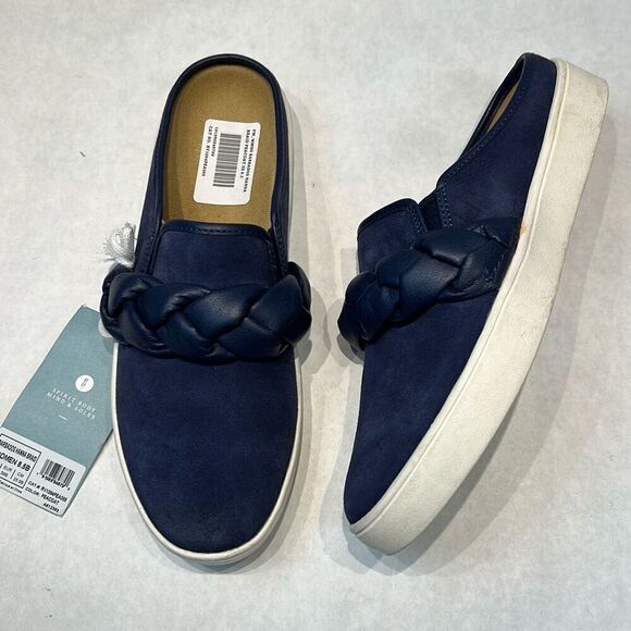 Spenco Barbados Mules Shoes Slip Ons Slides Peacoat Navy Blue Sz 8.5 Hanna Braid - Picture 1 of 10